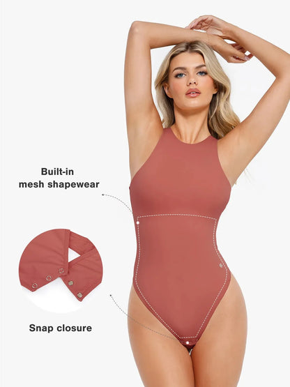 Shapewear Round Neck Sleeveless Cutaway Bodysuit