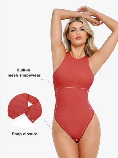 Shapewear Round Neck Sleeveless Cutaway Bodysuit