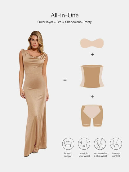 Shapewear Convertible Shine Sculpting Maxi Mermaid Dress