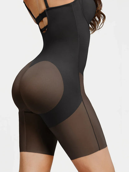 Shapewear Deep V Convertible Strap Mid-Thigh Bodysuit