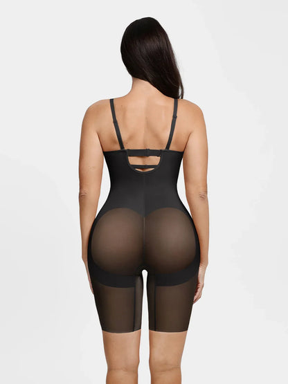 Shapewear Deep V Convertible Strap Mid-Thigh Bodysuit