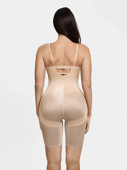 Shapewear Deep V Convertible Strap Mid-Thigh Bodysuit