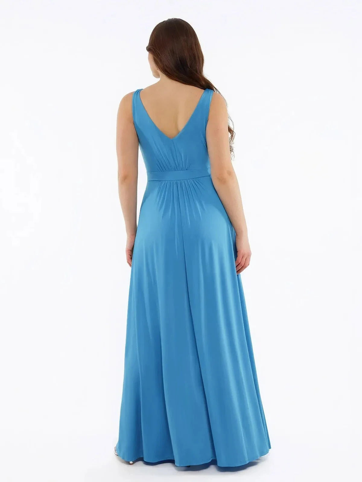 Shapewear Deep V-Neck Front Slit Goddess Maxi Dress