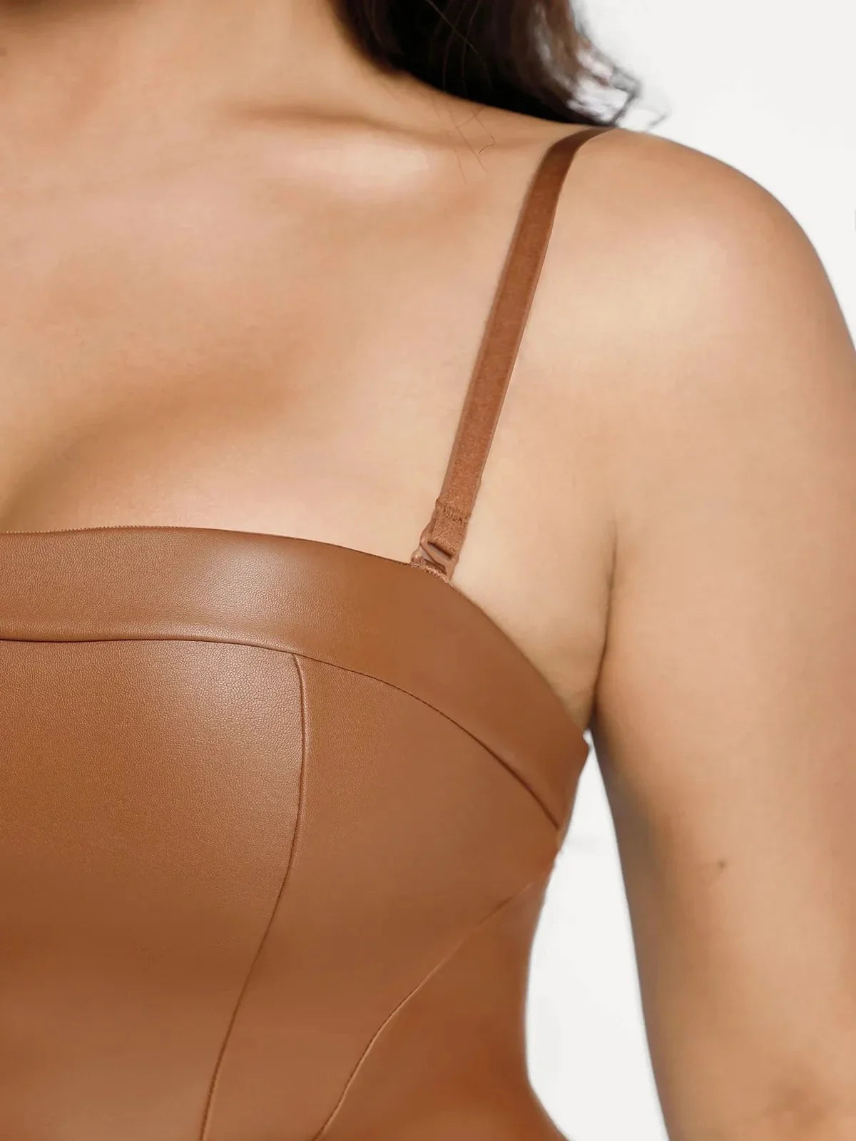 Shapewear Corset Bodice Faux Leather Slimming Jumpsuit