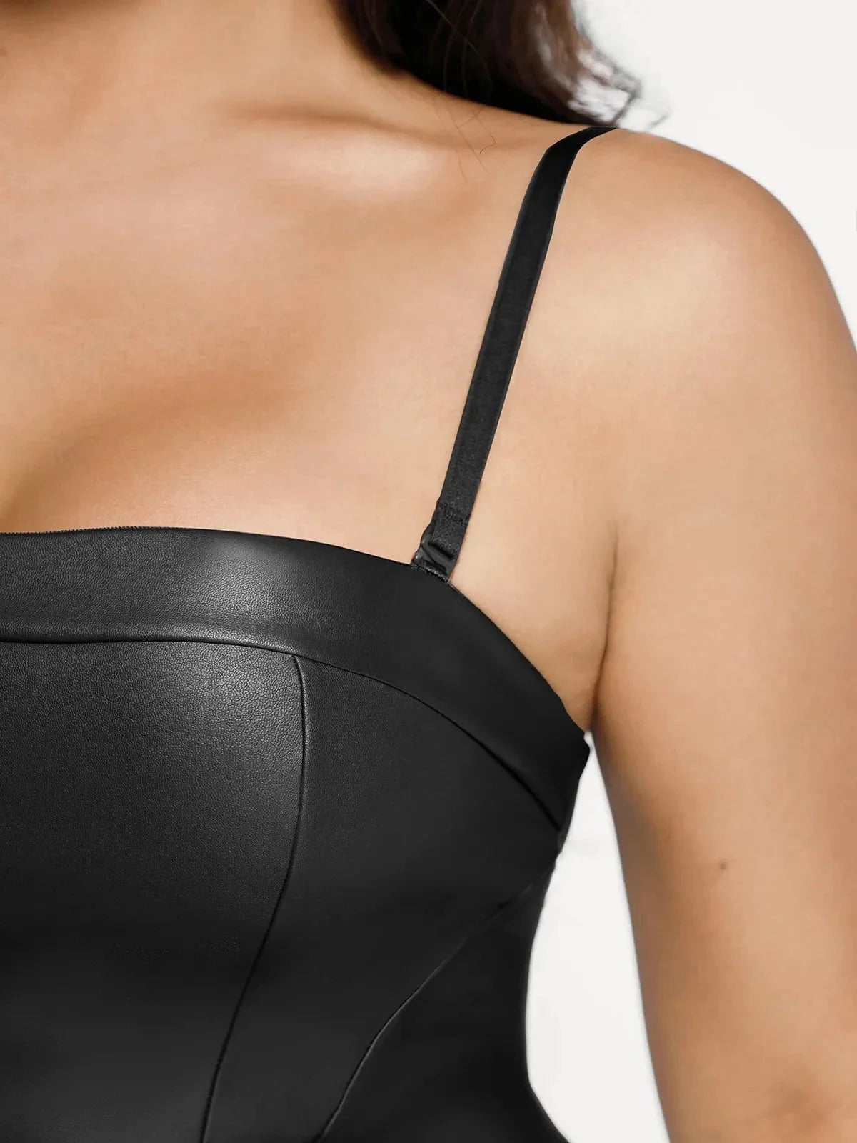 Shapewear Corset Bodice Faux Leather Slimming Jumpsuit