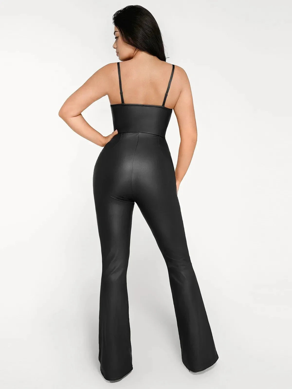 Shapewear Corset Bodice Faux Leather Slimming Jumpsuit