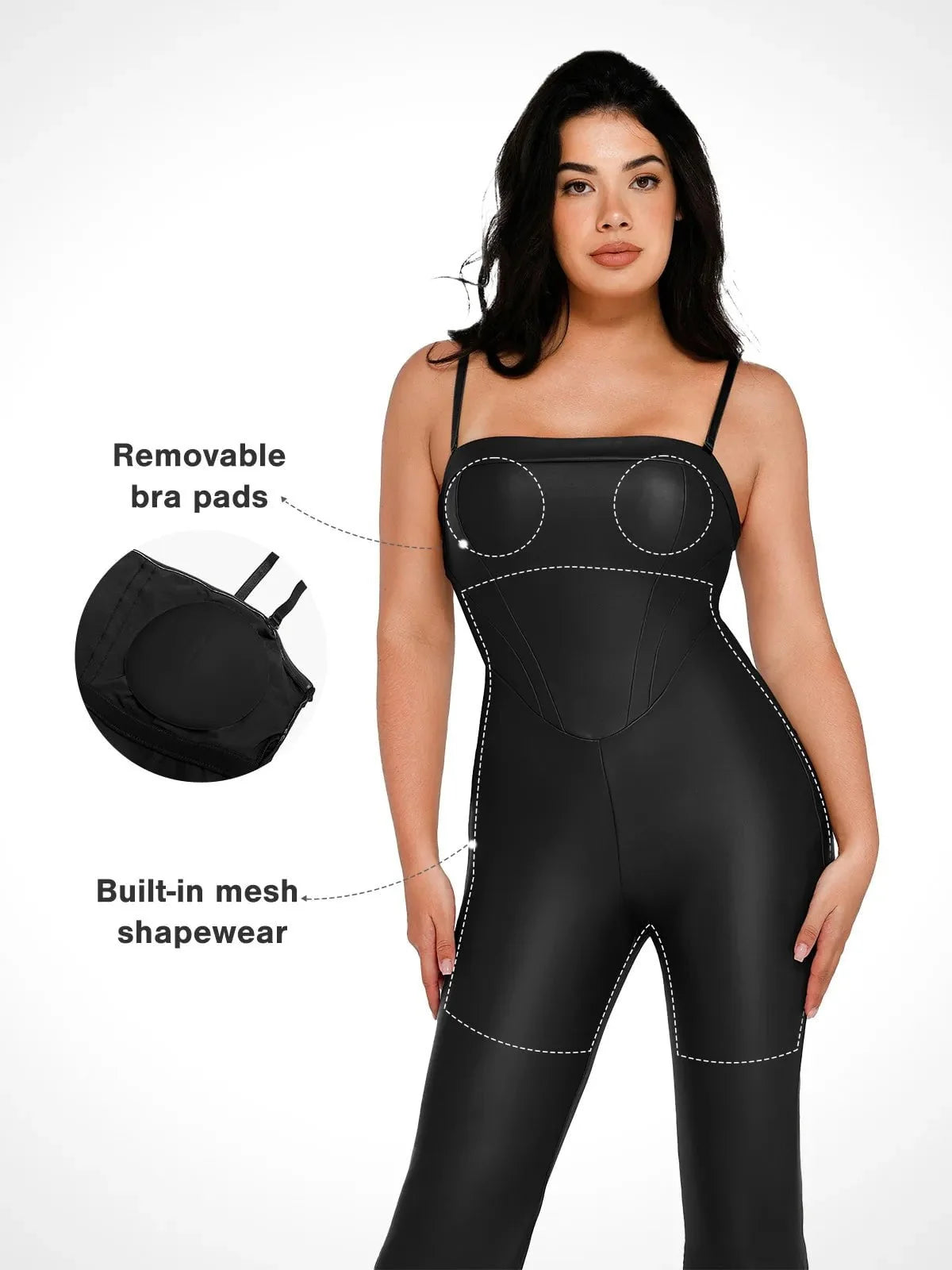 Shapewear Corset Bodice Faux Leather Slimming Jumpsuit