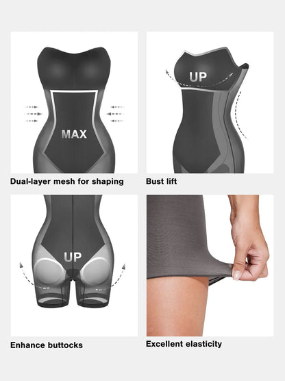 Shapewear Corset Bodice Faux Leather Slimming Jumpsuit