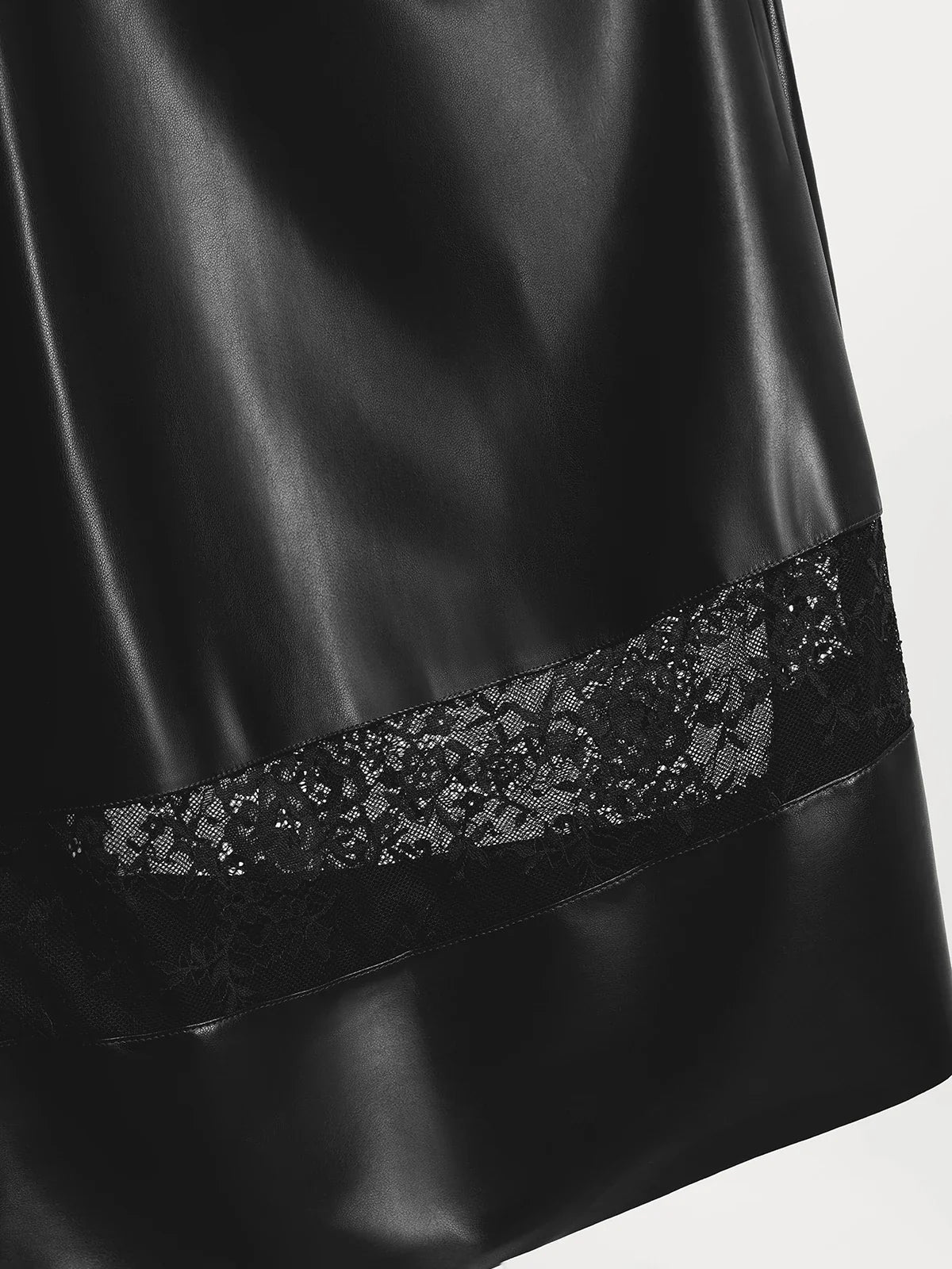 Shapewear Faux Leather Lace Panel Corset A-Line Midi Dress