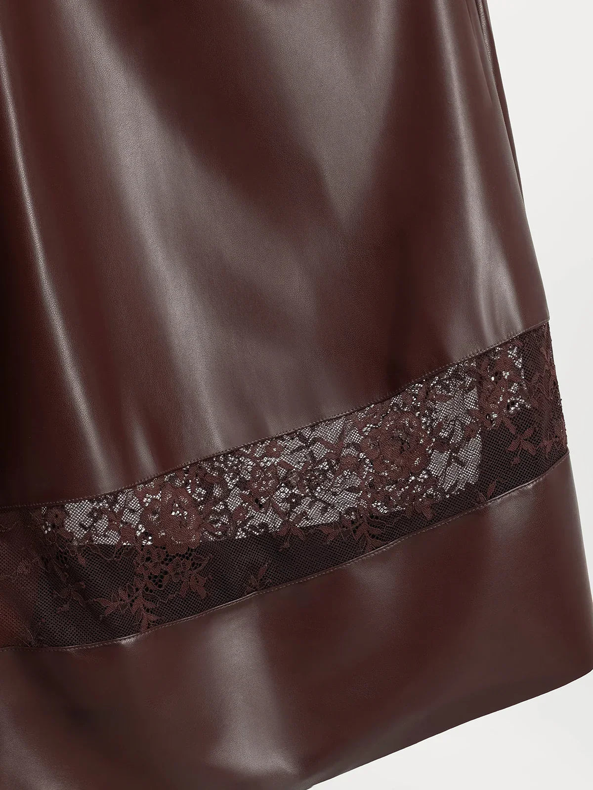 Shapewear Faux Leather Lace Panel Corset A-Line Midi Dress