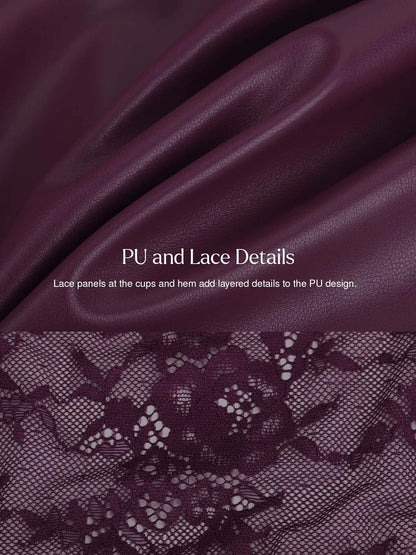 Shapewear Faux Leather Lace Panel Corset A-Line Midi Dress
