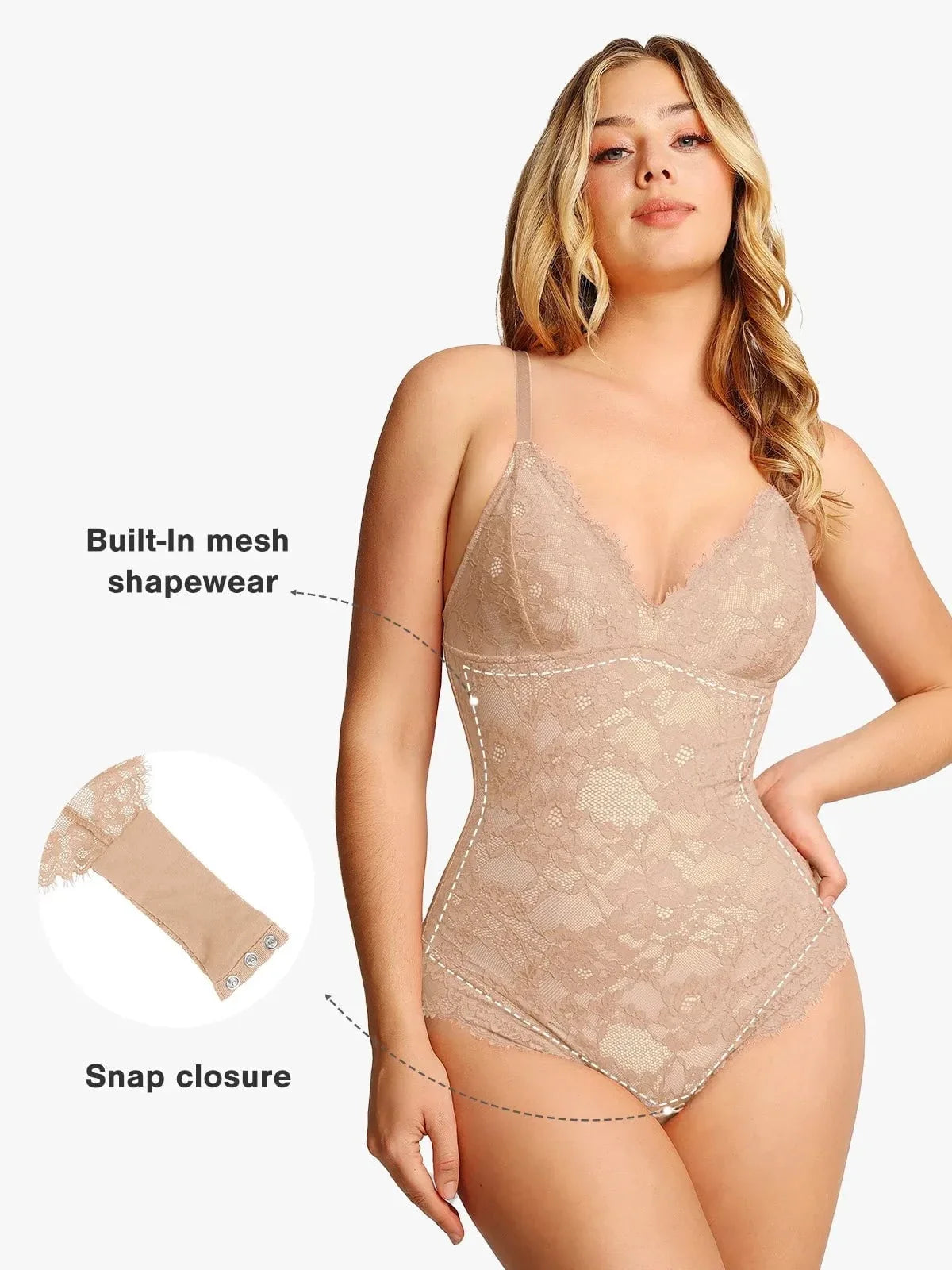 Shapewear Full Lace Firm Control Smoothing Thong Bodysuit
