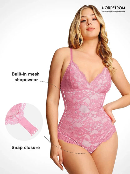 Shapewear Full Lace Firm Control Smoothing Thong Bodysuit