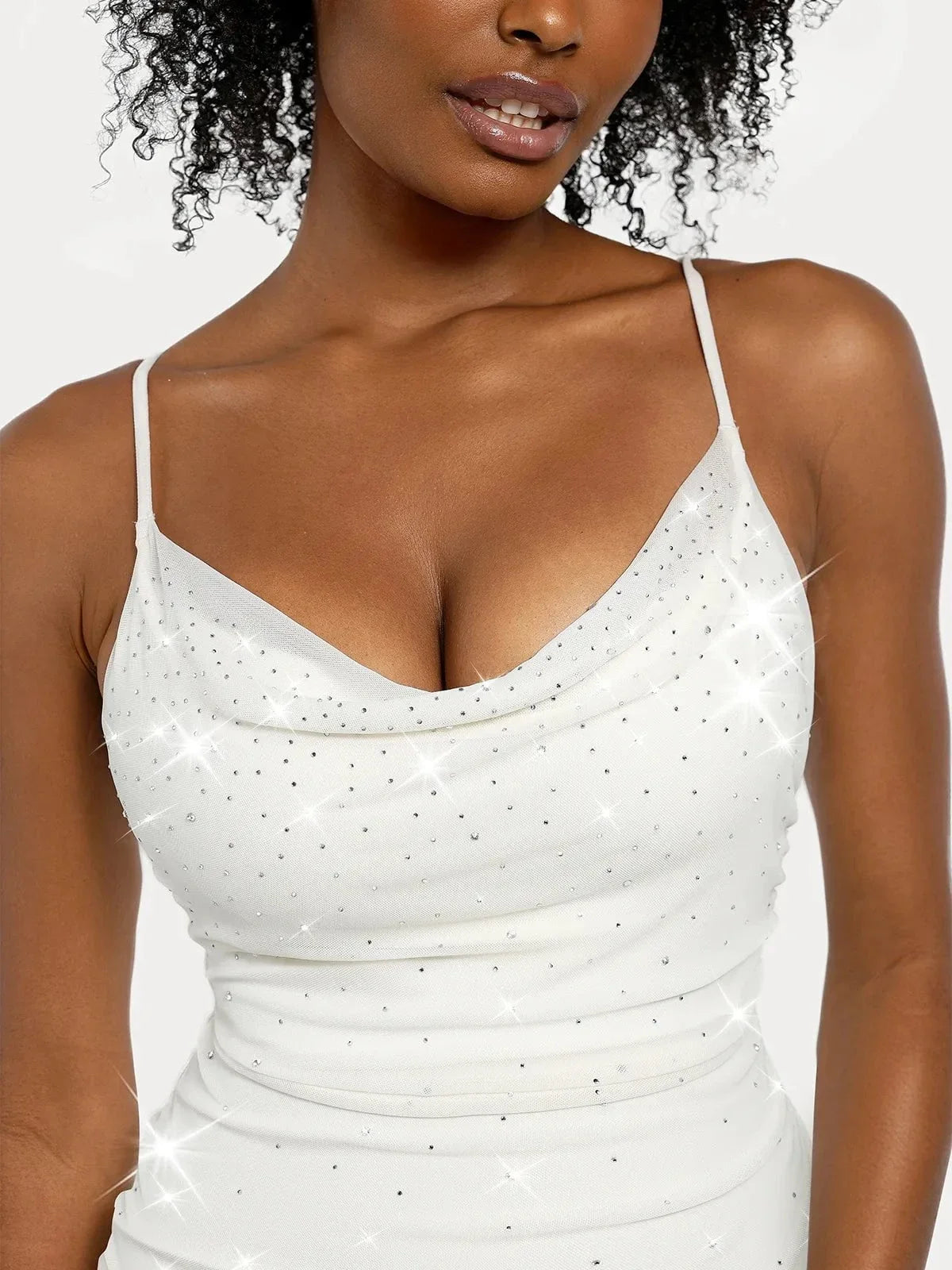 Shapewear Heat-Set Crystal Mesh Slimming Maxi Slip Dress