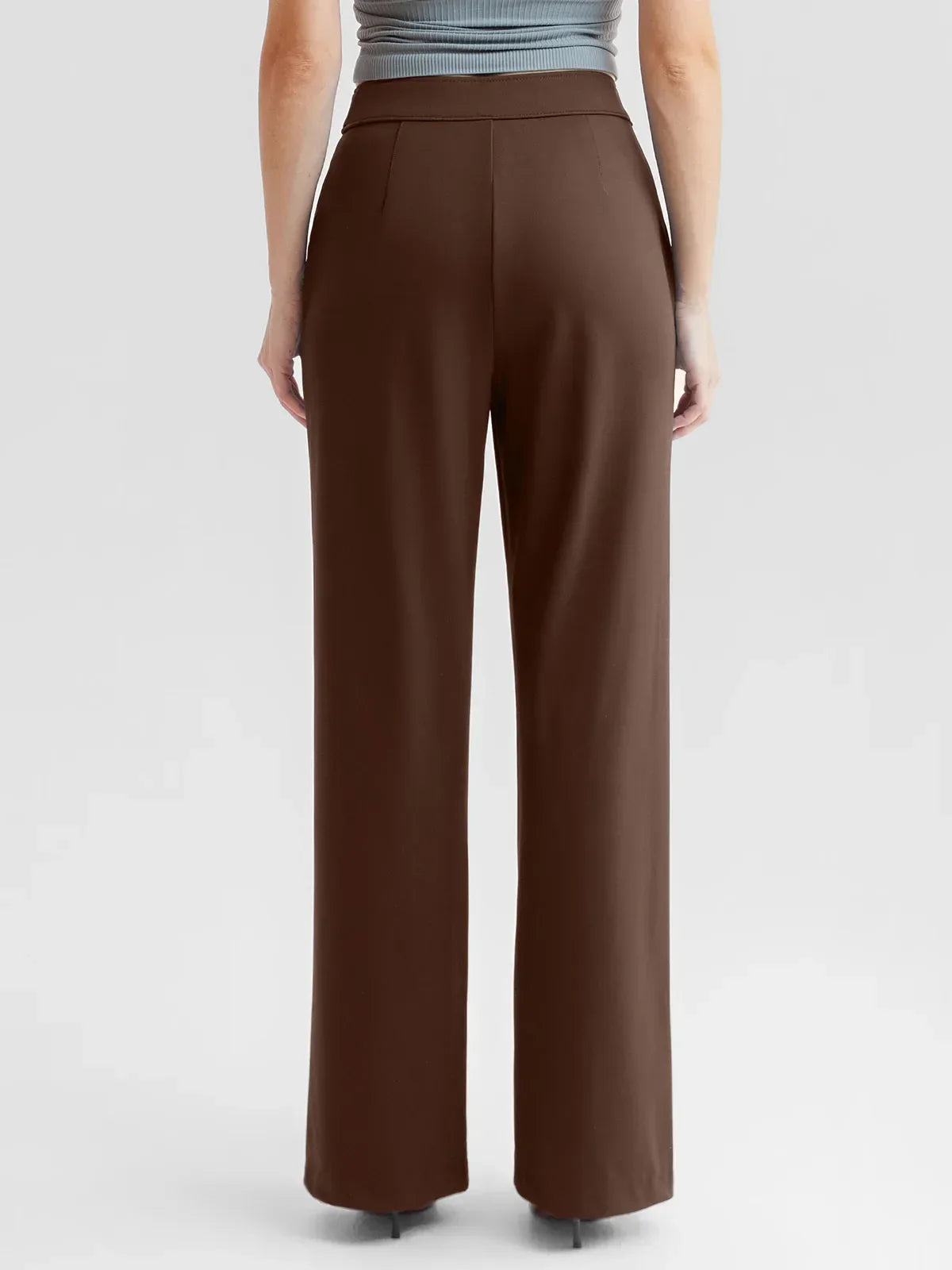 Shapewear Stretch Knit High-Waisted Tummy Control Wide Leg Trousers
