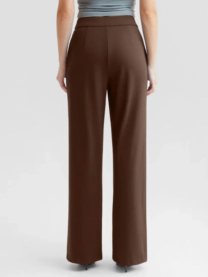 Shapewear Stretch Knit High-Waisted Tummy Control Wide Leg Trousers