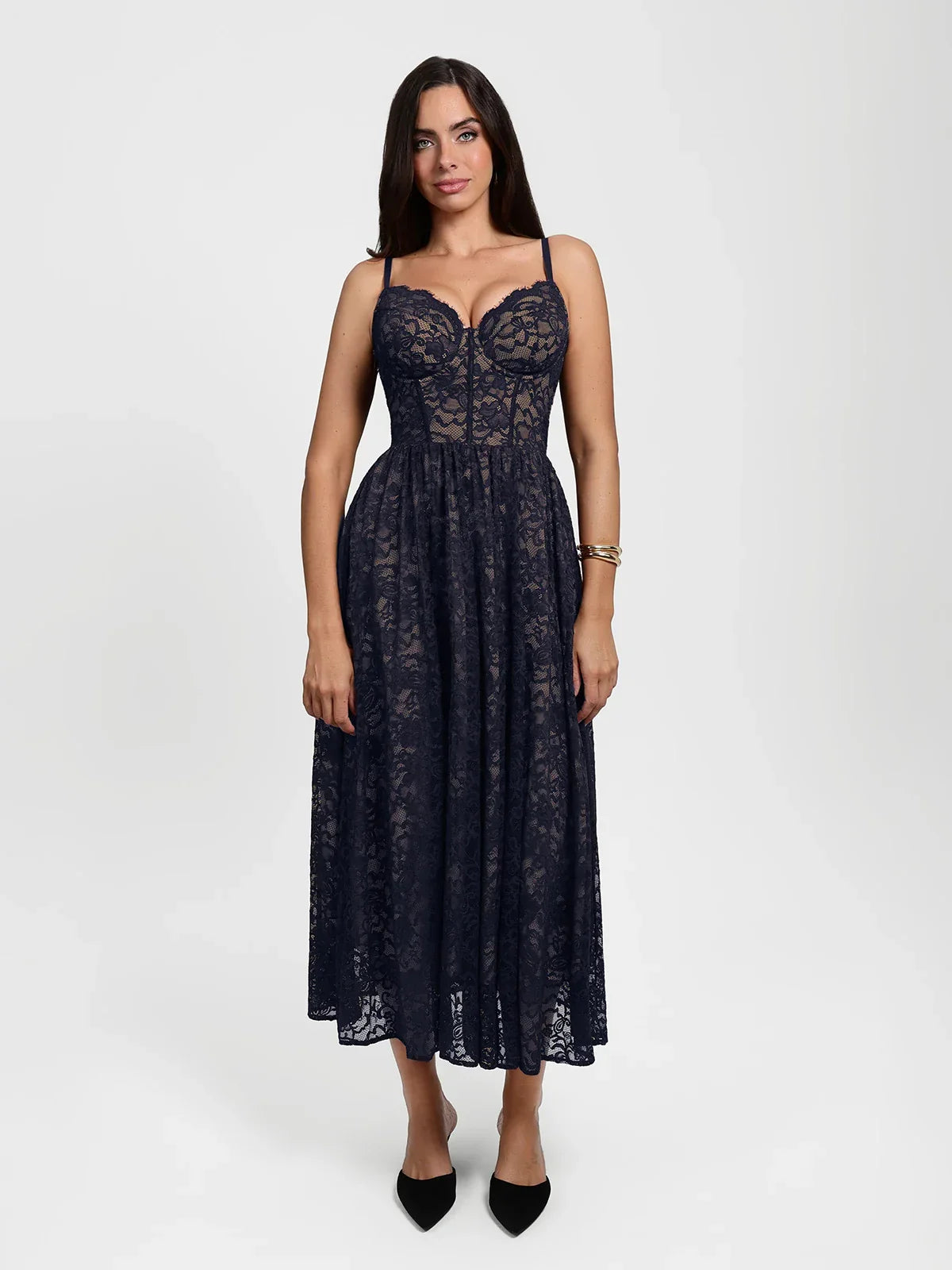 Shapewear Lace Corset A-Line Maxi Dress