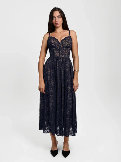 Shapewear Lace Corset A-Line Maxi Dress
