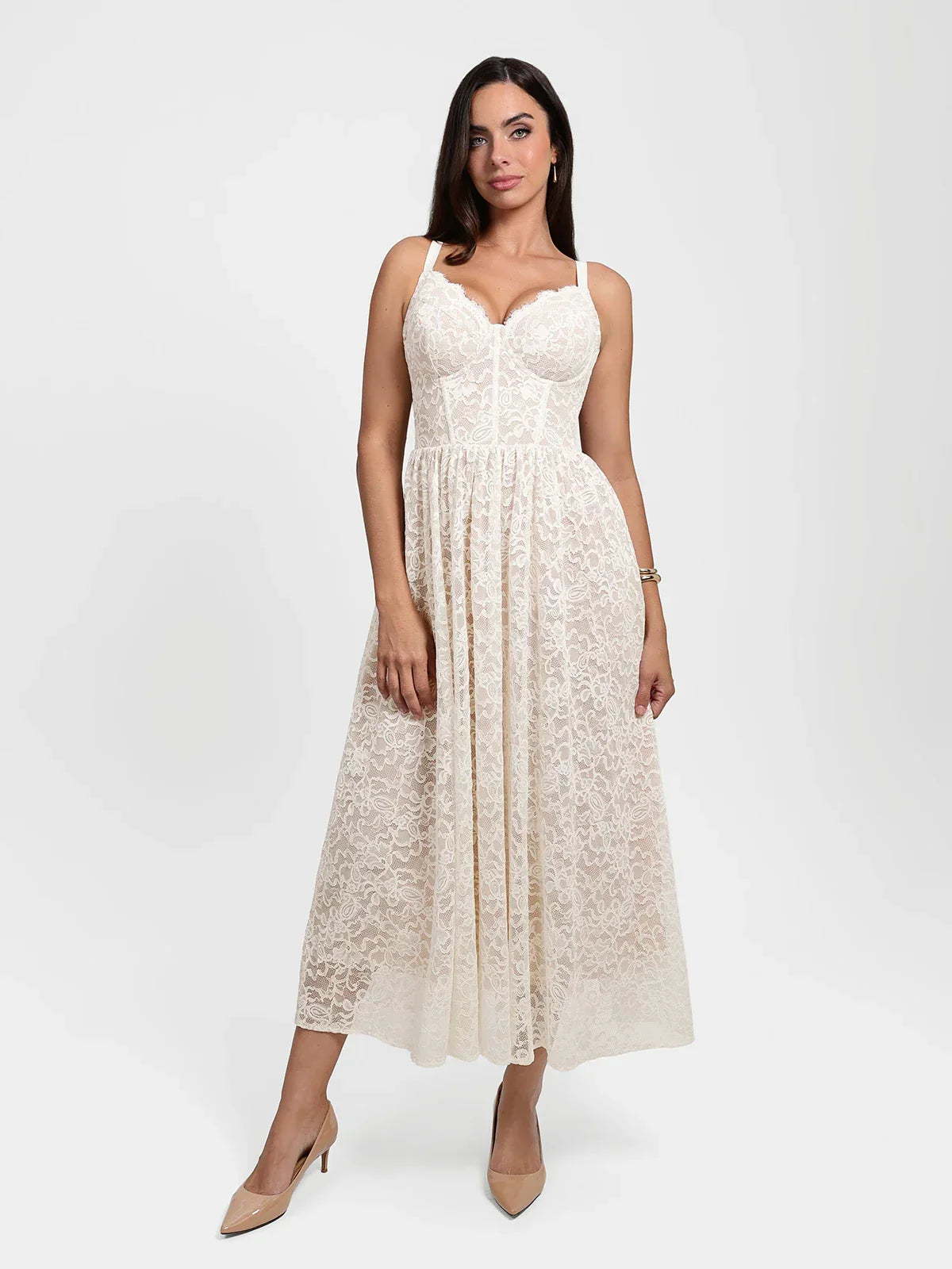 Shapewear Lace Corset A-Line Maxi Dress