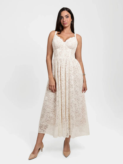 Shapewear Lace Corset A-Line Maxi Dress