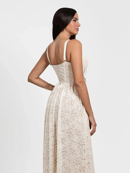 Shapewear Lace Corset A-Line Maxi Dress