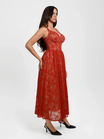 Shapewear Lace Corset A-Line Maxi Dress