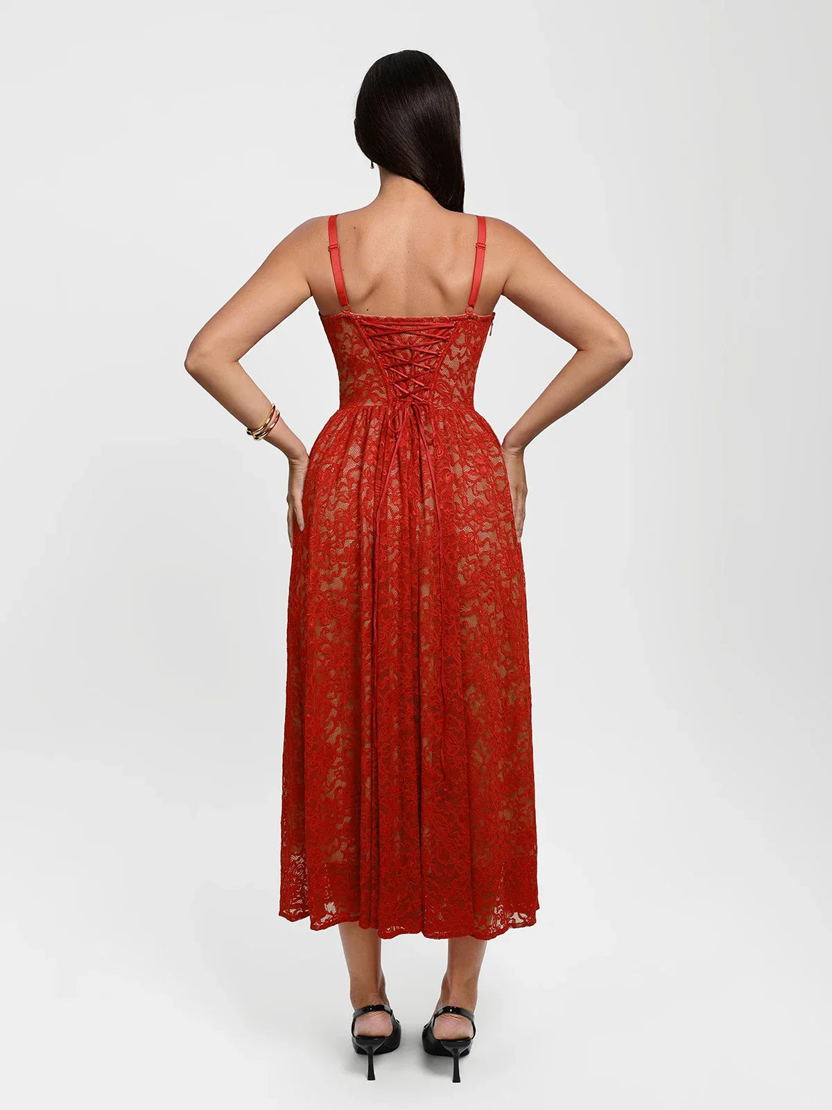 Shapewear Lace Corset A-Line Maxi Dress