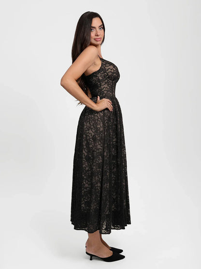 Shapewear Lace Corset A-Line Maxi Dress