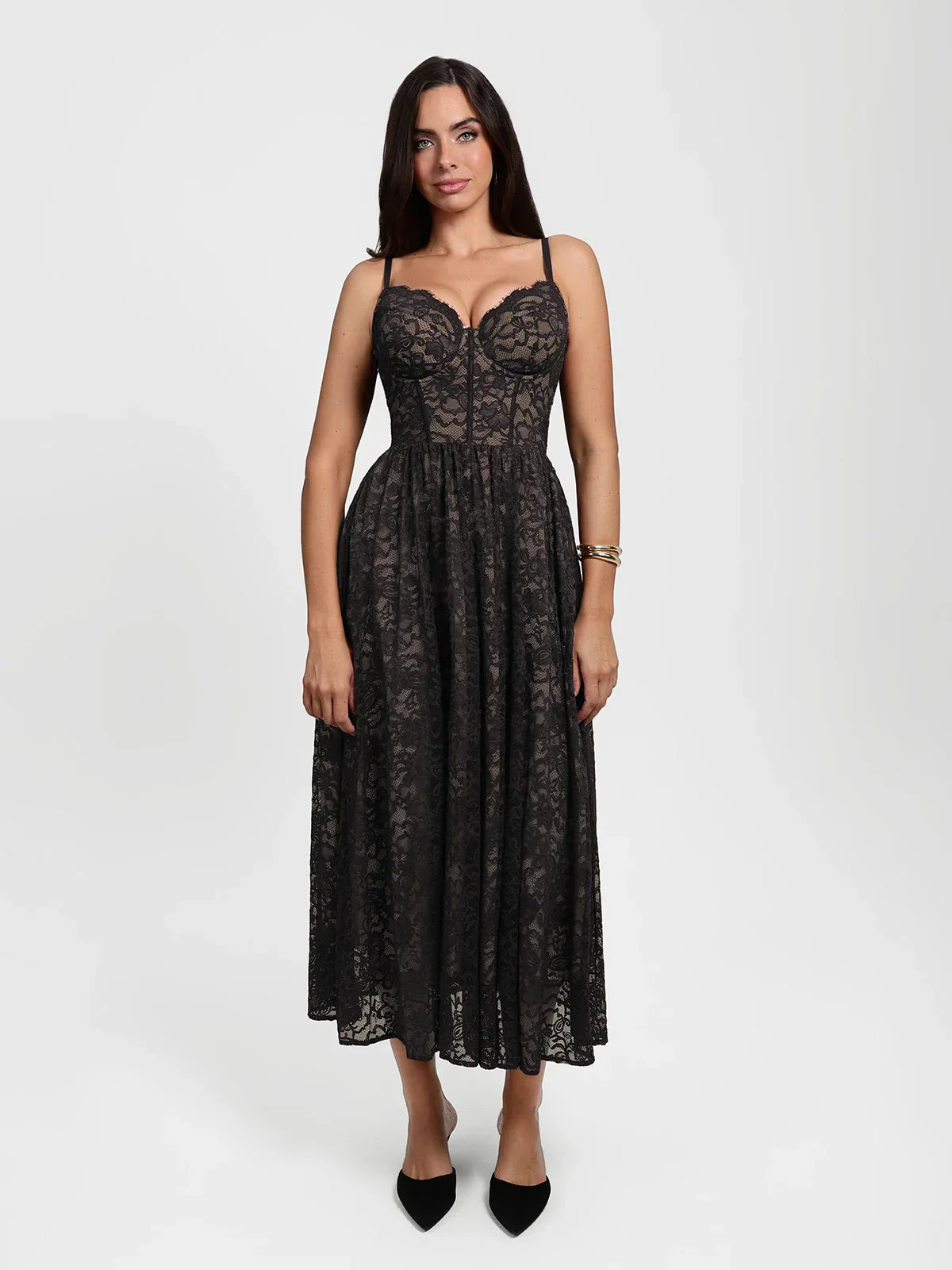 Shapewear Lace Corset A-Line Maxi Dress