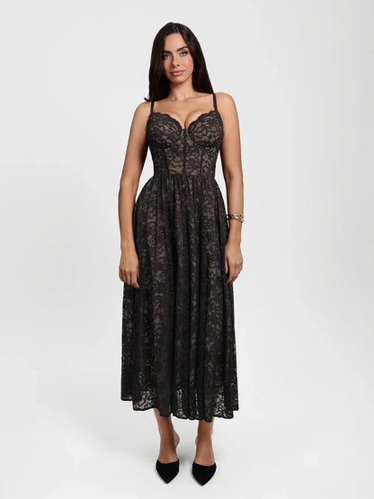 Shapewear Lace Corset A-Line Maxi Dress