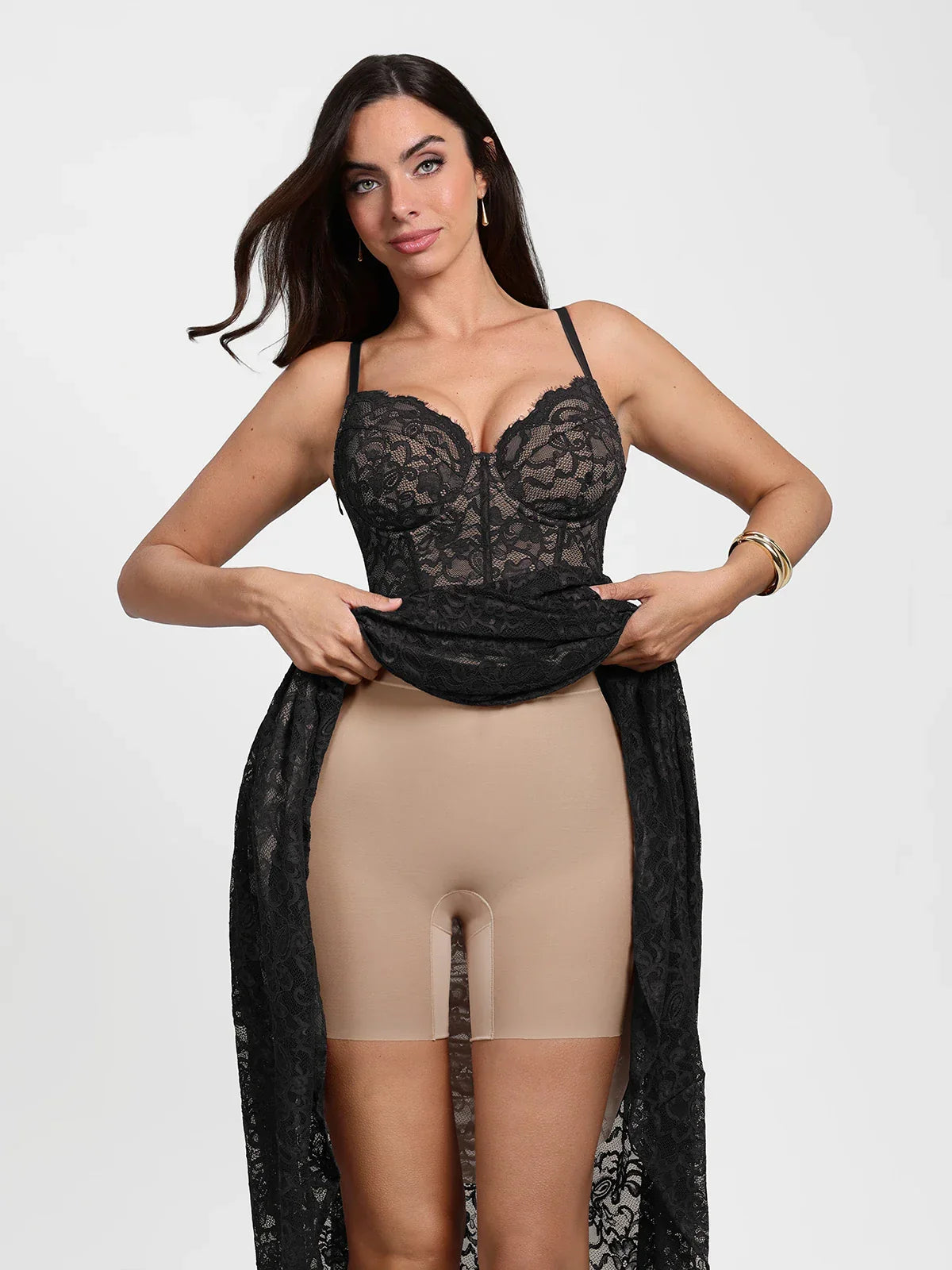 Shapewear Lace Corset A-Line Maxi Dress