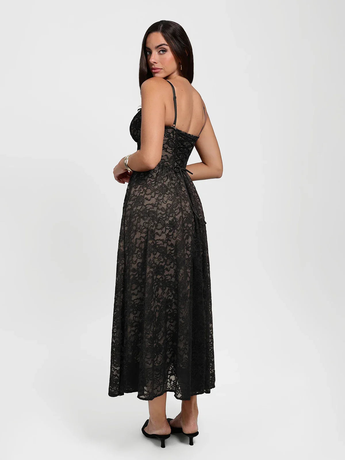 Shapewear Lace Corset A-Line Maxi Dress