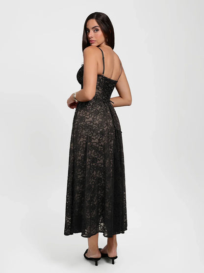 Shapewear Lace Corset A-Line Maxi Dress