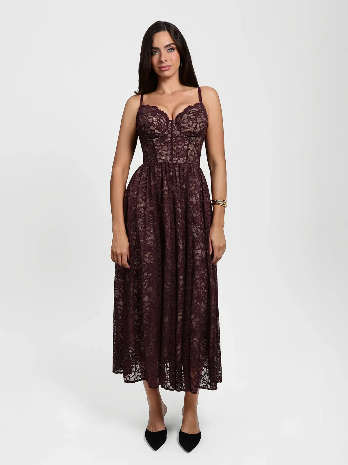 Shapewear Lace Corset A-Line Maxi Dress