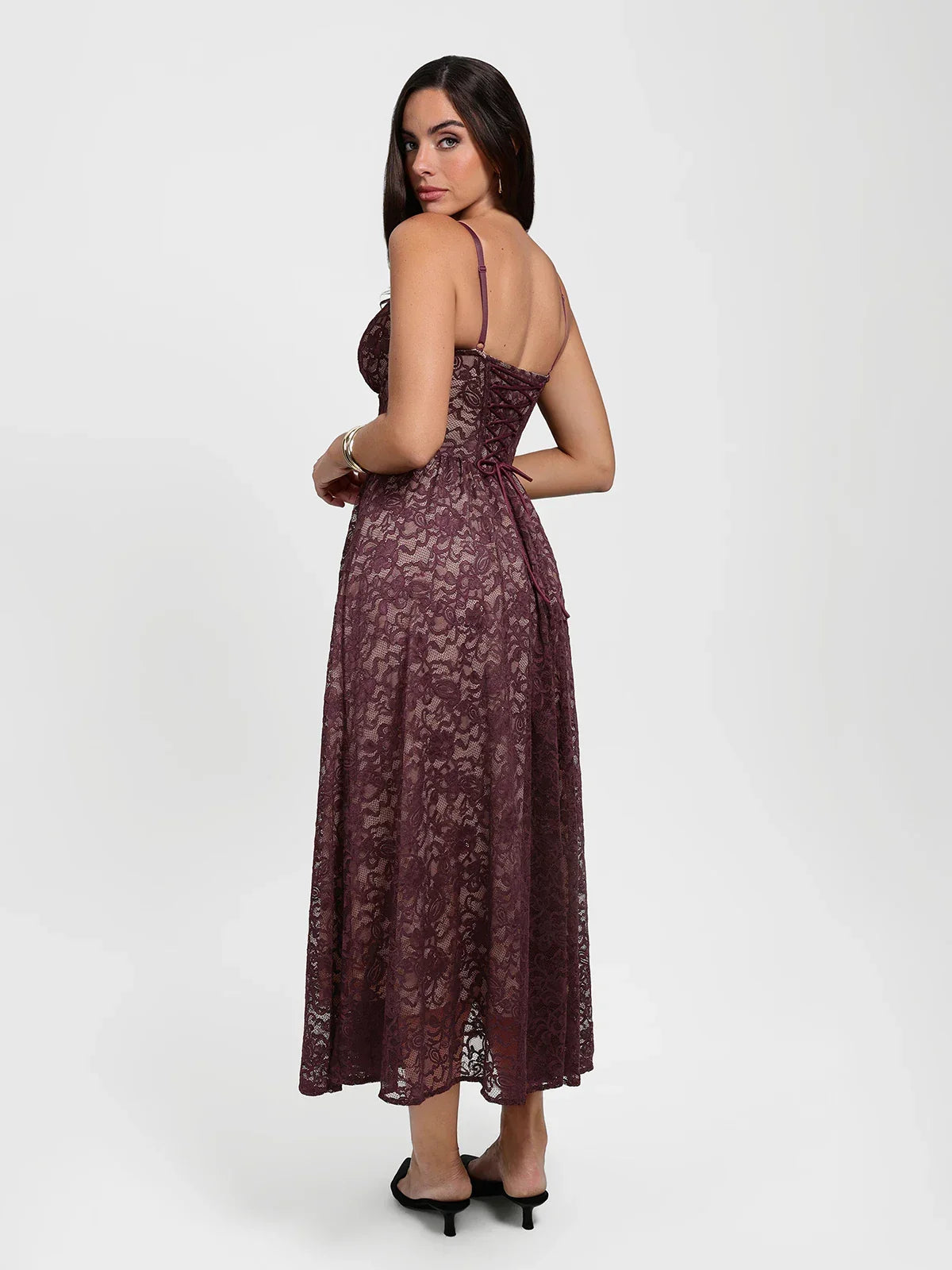 Shapewear Lace Corset A-Line Maxi Dress