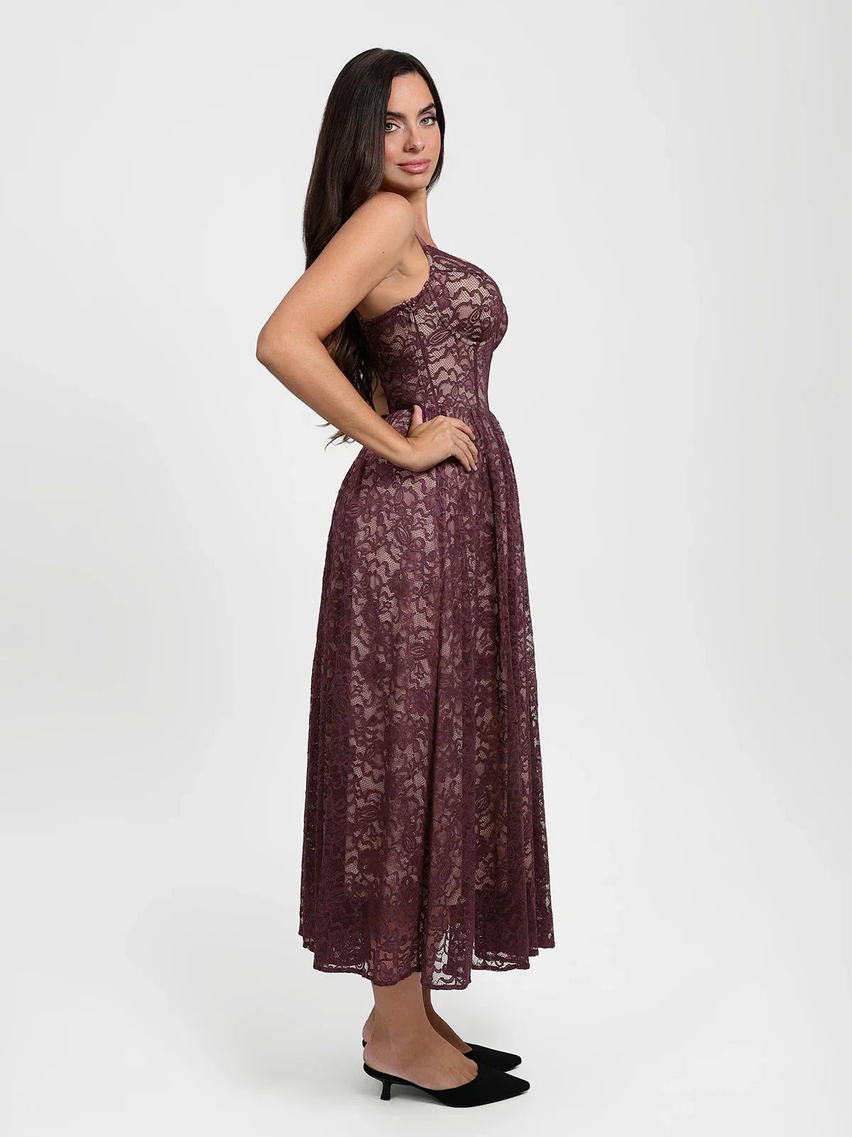 Shapewear Lace Corset A-Line Maxi Dress