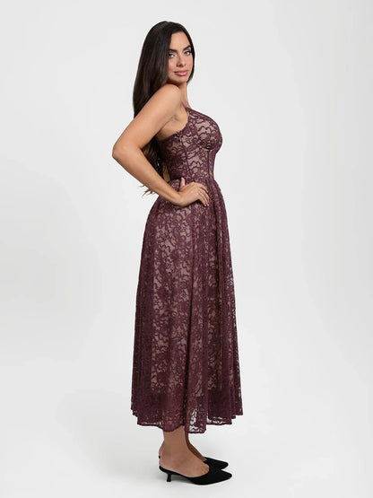 Shapewear Lace Corset A-Line Maxi Dress