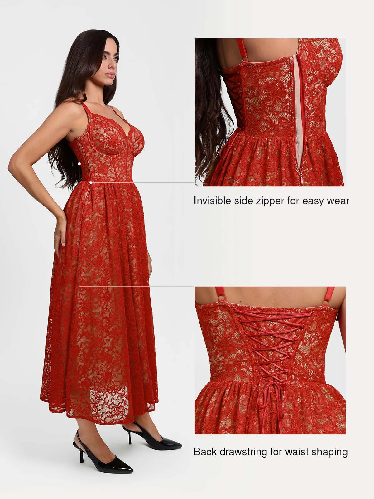 Shapewear Lace Corset A-Line Maxi Dress