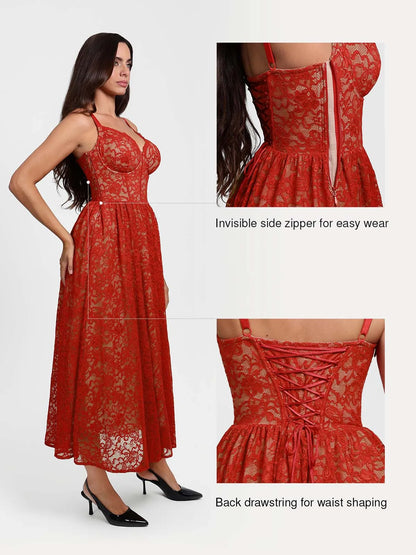 Shapewear Lace Corset A-Line Maxi Dress