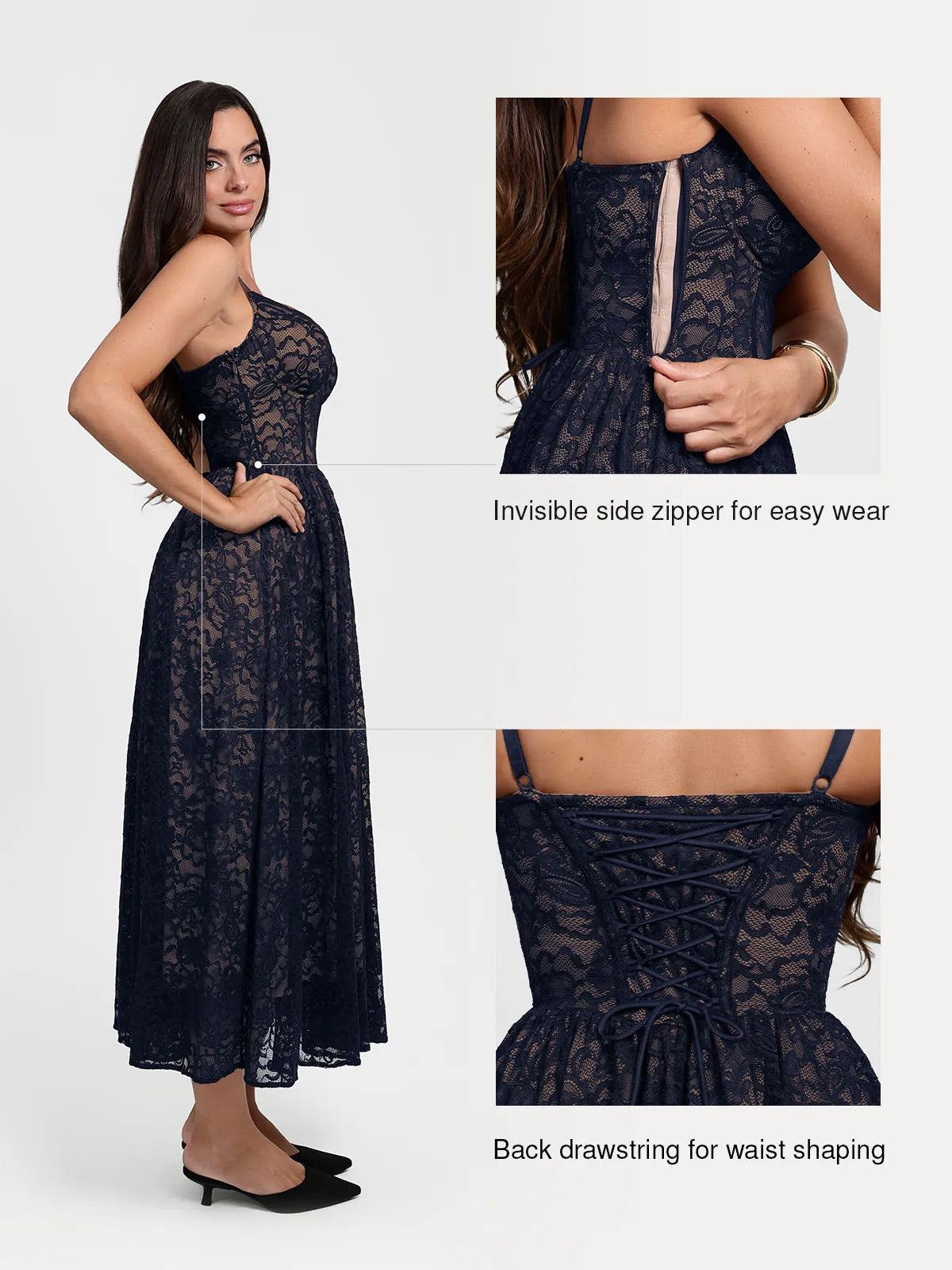 Shapewear Lace Corset A-Line Maxi Dress