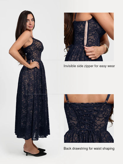Shapewear Lace Corset A-Line Maxi Dress