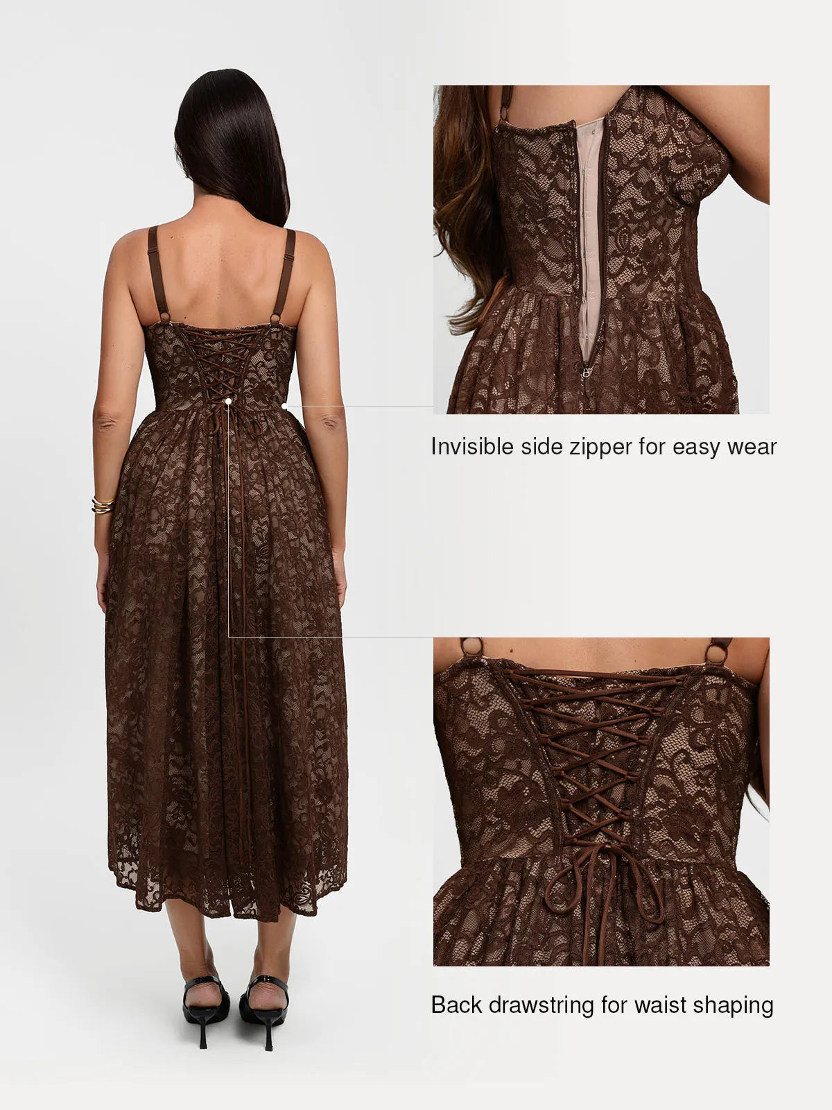Shapewear Lace Corset A-Line Maxi Dress