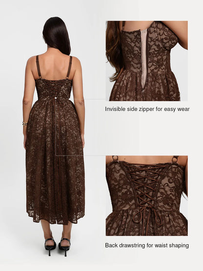 Shapewear Lace Corset A-Line Maxi Dress