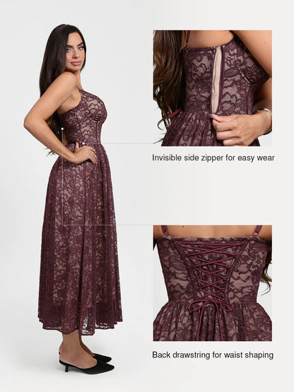 Shapewear Lace Corset A-Line Maxi Dress