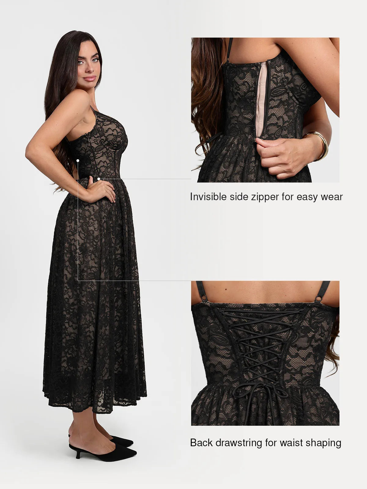 Shapewear Lace Corset A-Line Maxi Dress