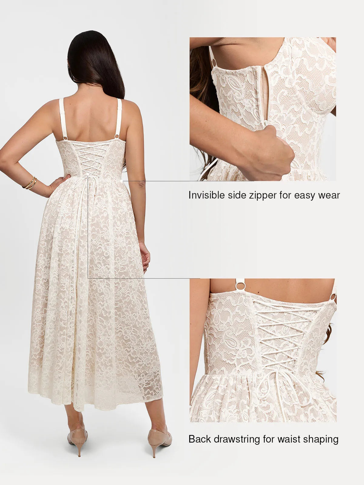 Shapewear Lace Corset A-Line Maxi Dress