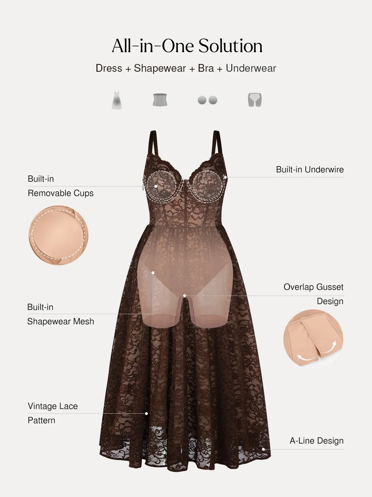 Shapewear Lace Corset A-Line Maxi Dress