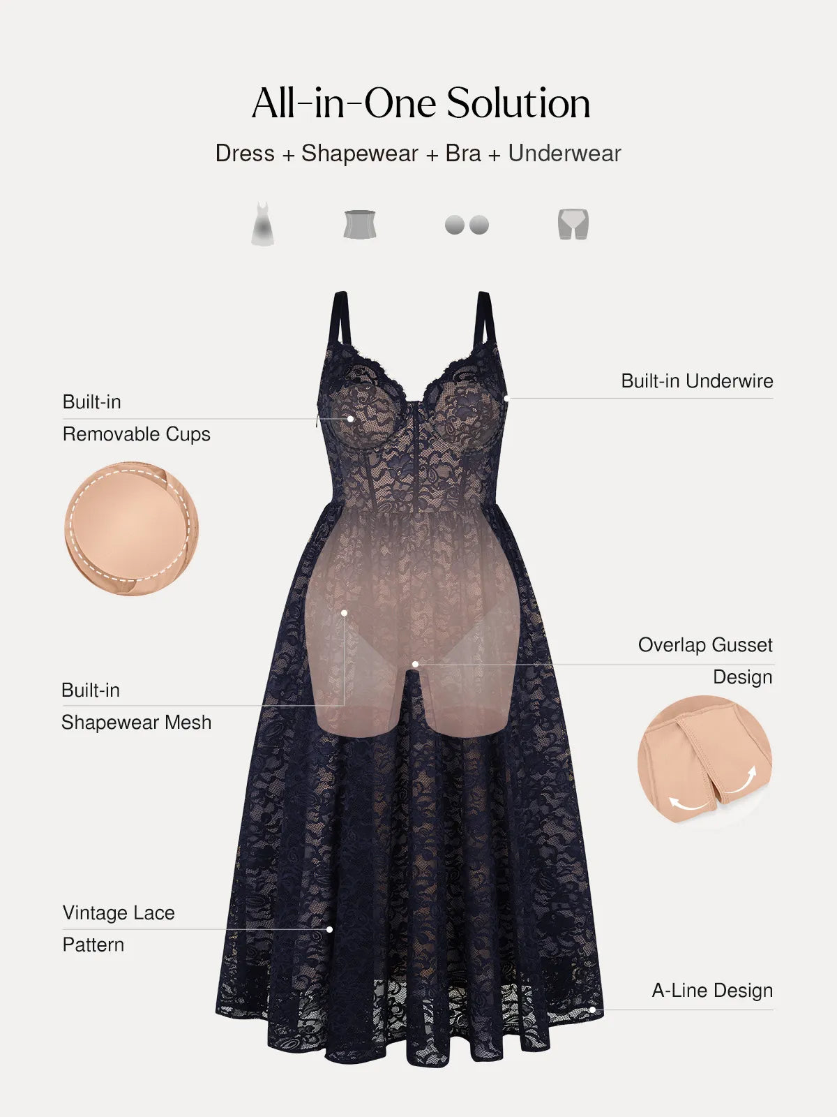 Shapewear Lace Corset A-Line Maxi Dress