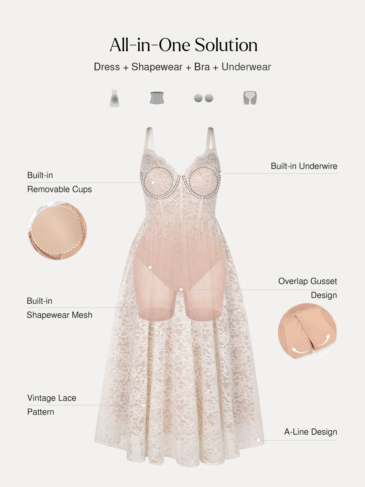 Shapewear Lace Corset A-Line Maxi Dress