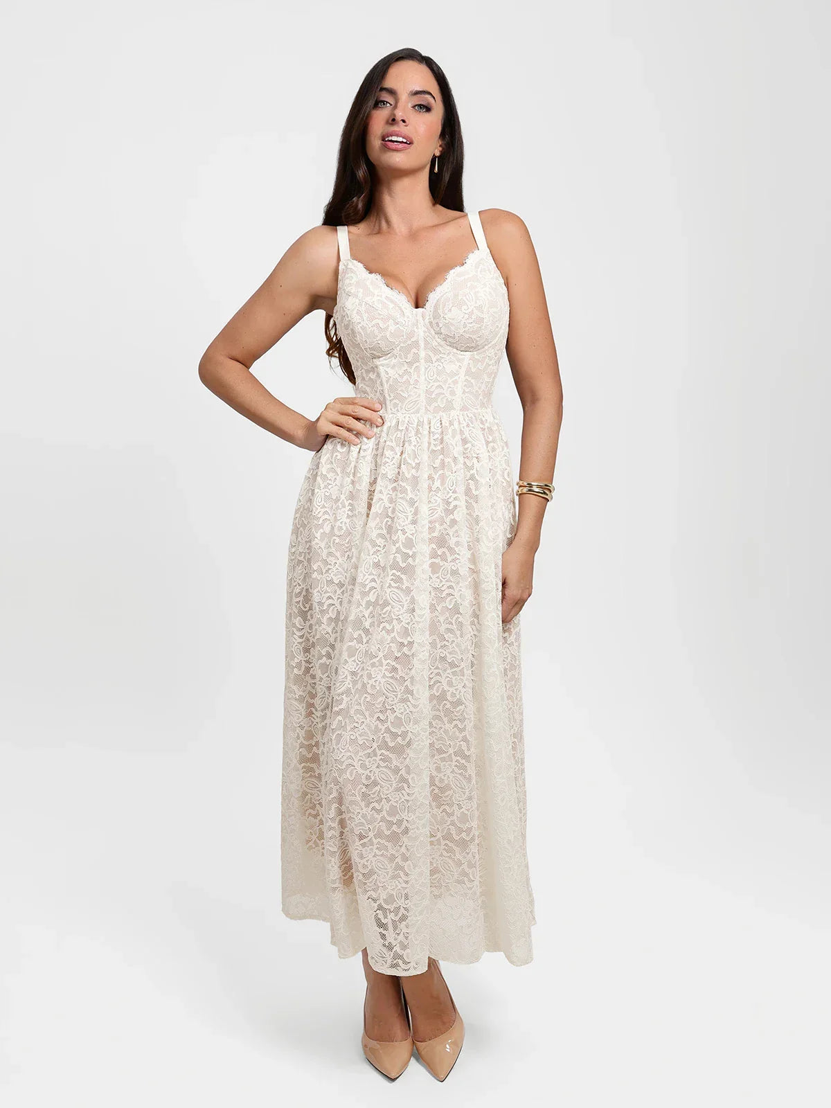 Shapewear Lace Corset A-Line Maxi Dress